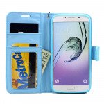 Wholesale Galaxy S7 Edge Folio Flip Leather Wallet Case with Strap (Blue)